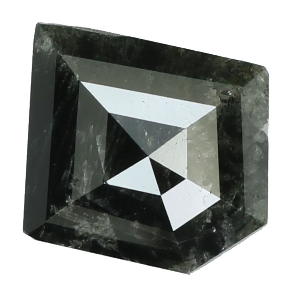 Natural Loose Diamond Shield Black Grey Salt And Pepper Color I3 Clarity 9.20 MM 1.59 Ct KR1267