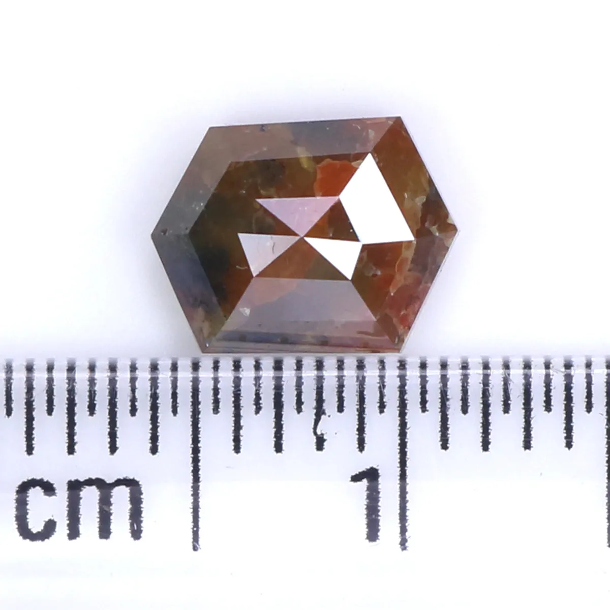 Natural Loose Hexagon Brown Color Diamond 1.32 CT 7.47 MM Hexagon Shape Rose Cut Diamond KR2522