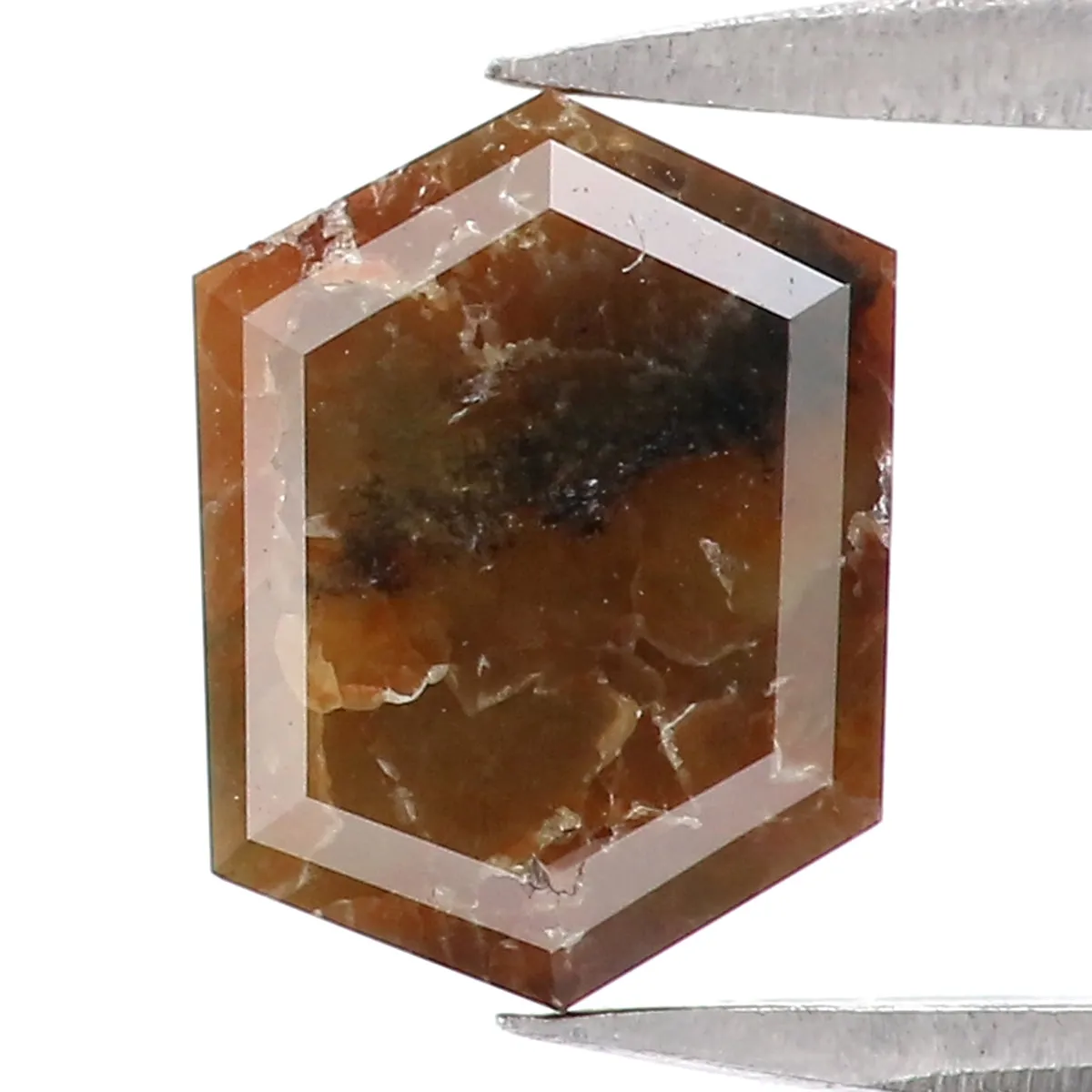 Natural Loose Hexagon Brown Color Diamond 1.32 CT 7.47 MM Hexagon Shape Rose Cut Diamond KR2522