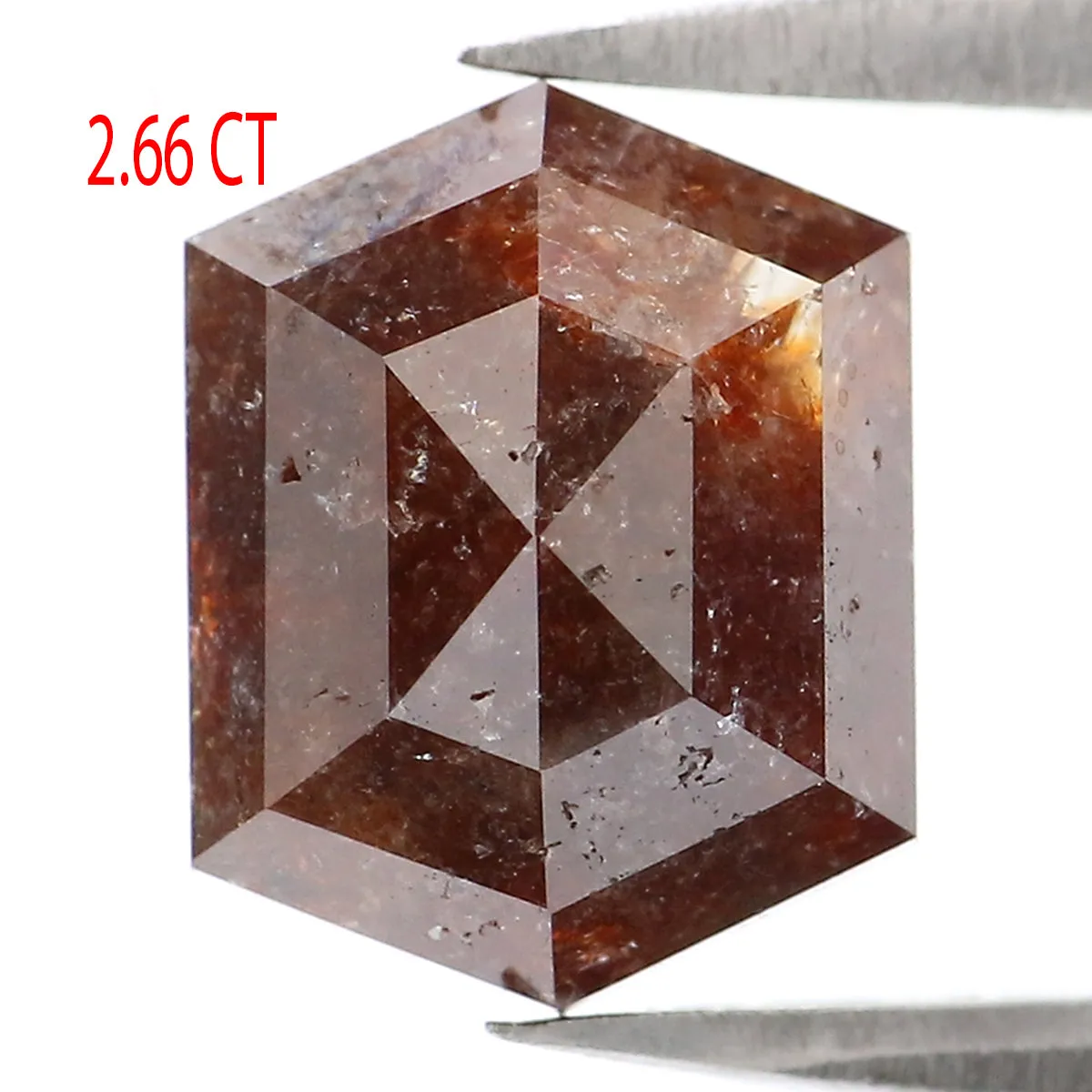 Natural Loose Hexagon Brown Color Diamond 2.66 CT 9.40 MM Hexagon Shape Rose Cut Diamond L2186