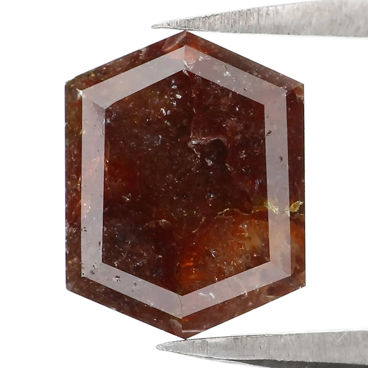 Natural Loose Hexagon Brown Color Diamond 2.66 CT 9.40 MM Hexagon Shape Rose Cut Diamond L2186