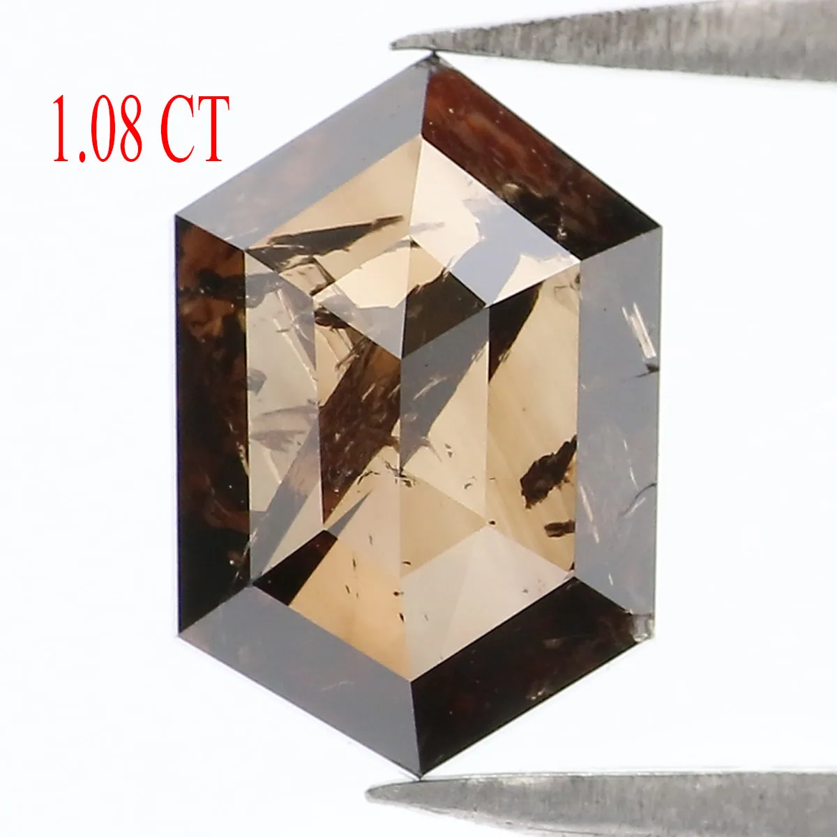 Natural Loose Hexagon Deep Brown Color Diamond 1.08 CT  8.70 MM Hexagon Shape Rose Cut Diamond KR1818