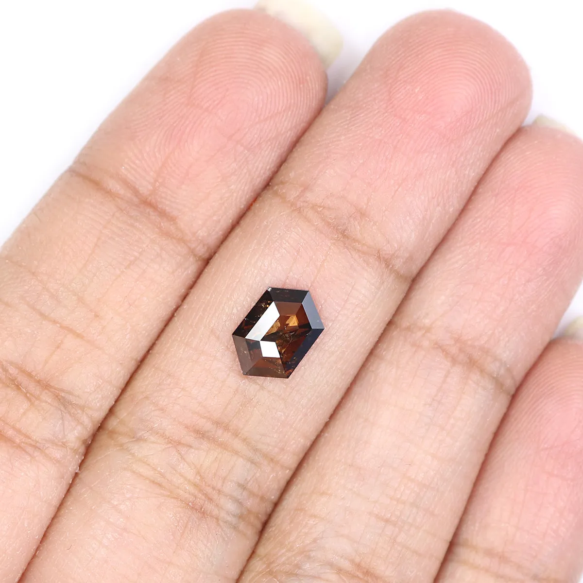 Natural Loose Hexagon Deep Brown Color Diamond 1.08 CT  8.70 MM Hexagon Shape Rose Cut Diamond KR1818