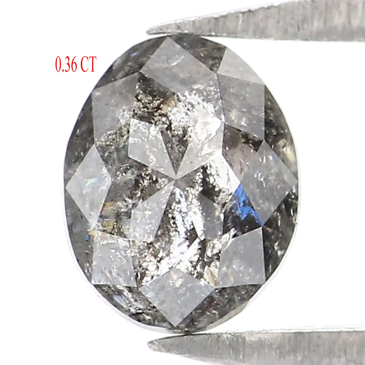 Natural Loose Oval Salt And Pepper Diamond Black Grey Color 0.36 CT 4.85 MM Oval Shape Rose Cut Diamond KR2502