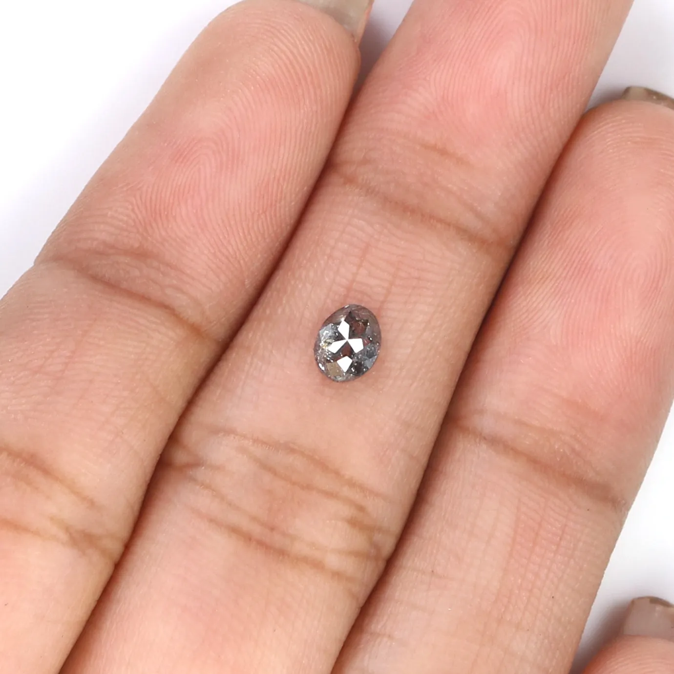 Natural Loose Oval Salt And Pepper Diamond Black Grey Color 0.36 CT 4.85 MM Oval Shape Rose Cut Diamond KR2502