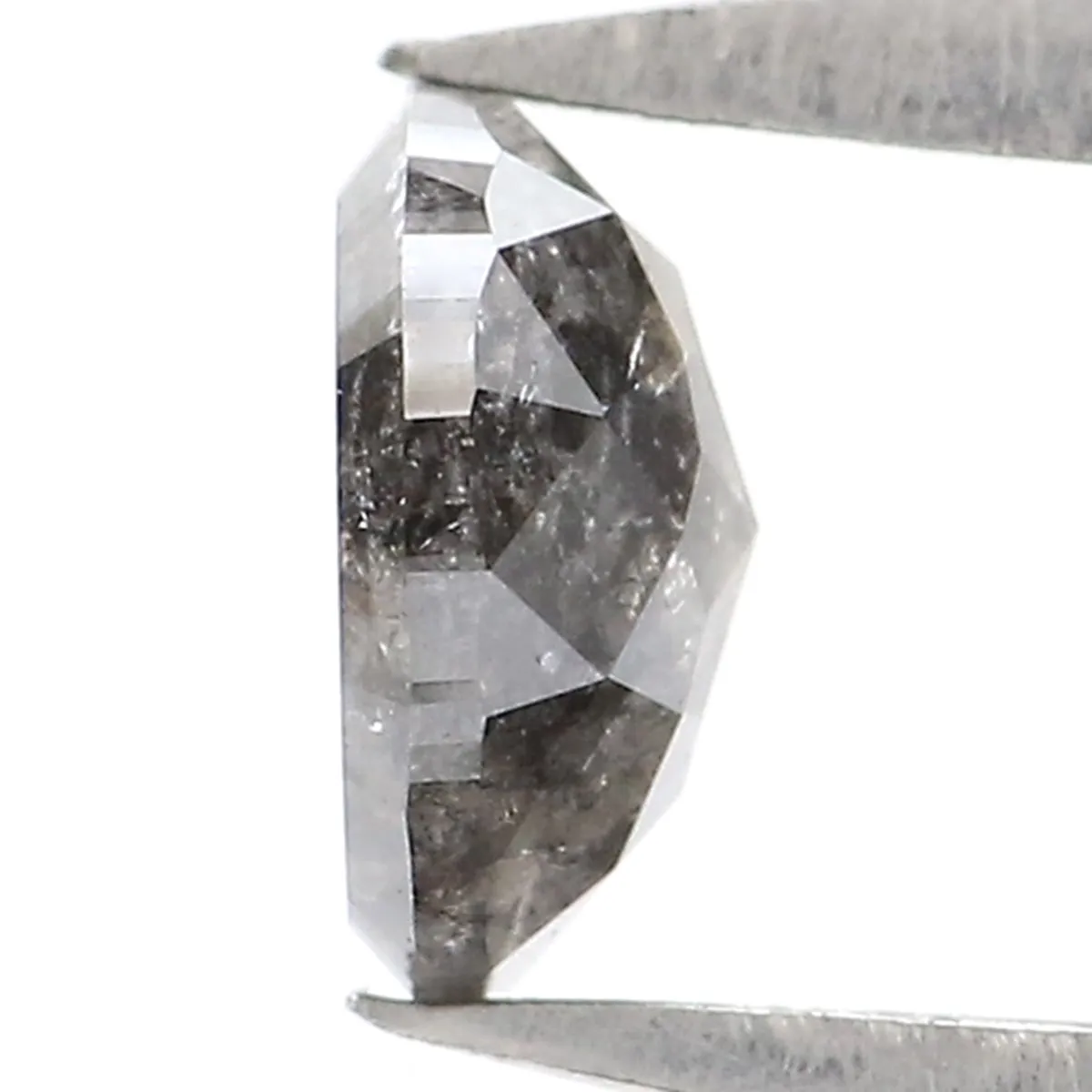 Natural Loose Oval Salt And Pepper Diamond Black Grey Color 0.36 CT 4.85 MM Oval Shape Rose Cut Diamond KR2502