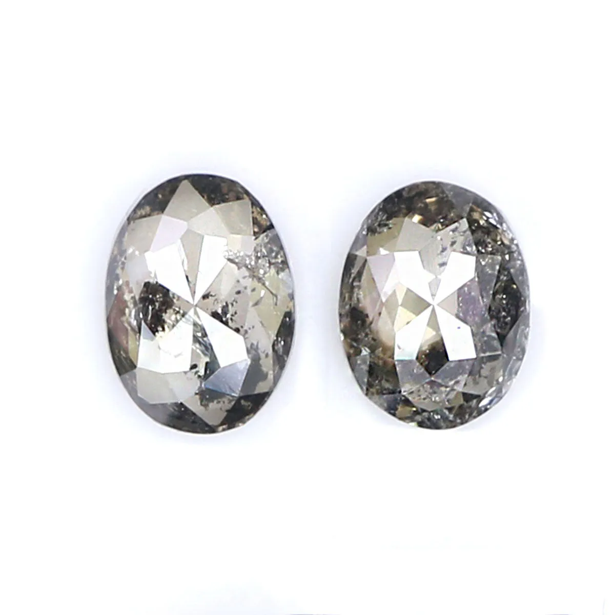 Natural Loose Oval Salt And Pepper Diamond Black Grey Color 0.54 CT 4.65 MM Oval Shape Rose Cut Diamond KR2321