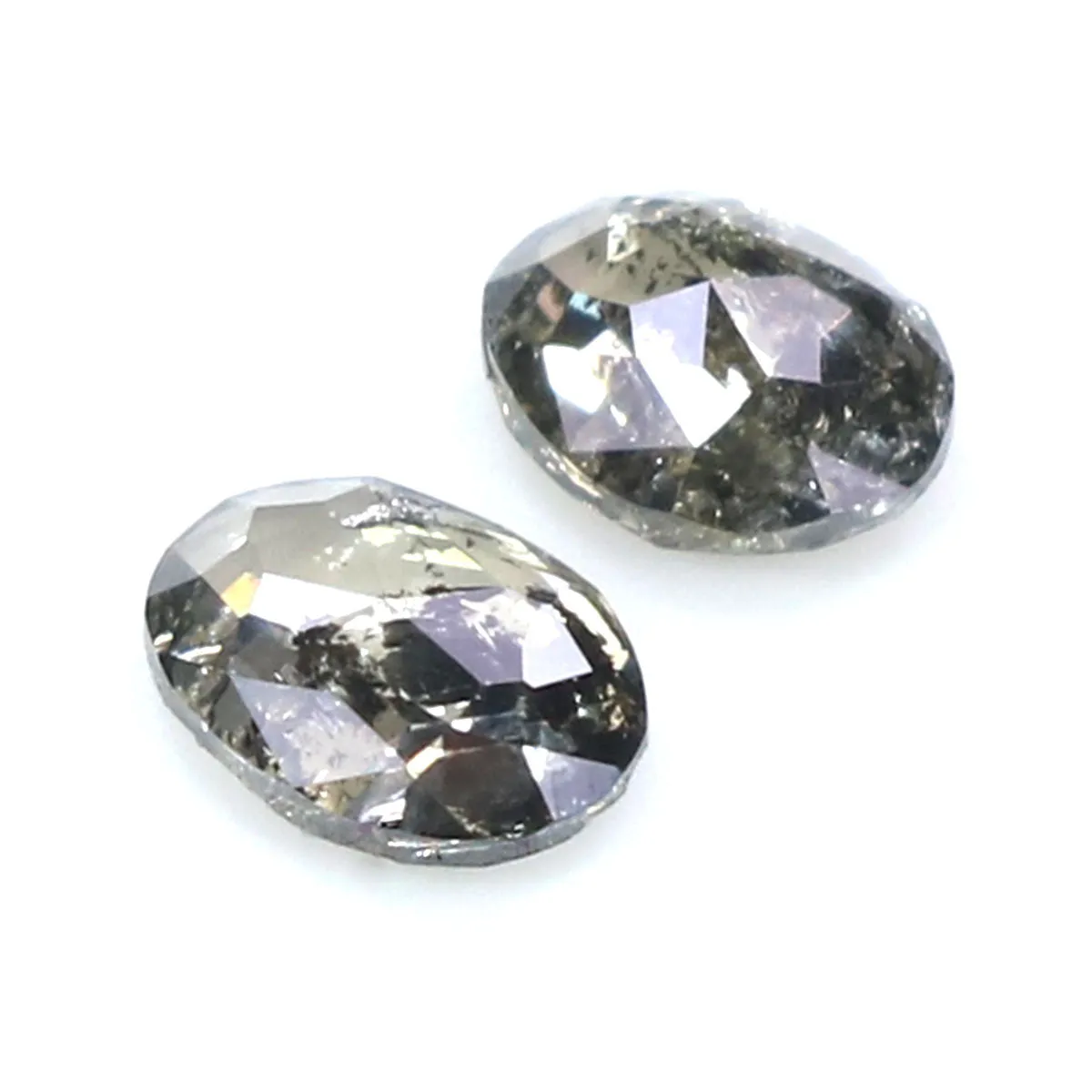 Natural Loose Oval Salt And Pepper Diamond Black Grey Color 0.54 CT 4.65 MM Oval Shape Rose Cut Diamond KR2321