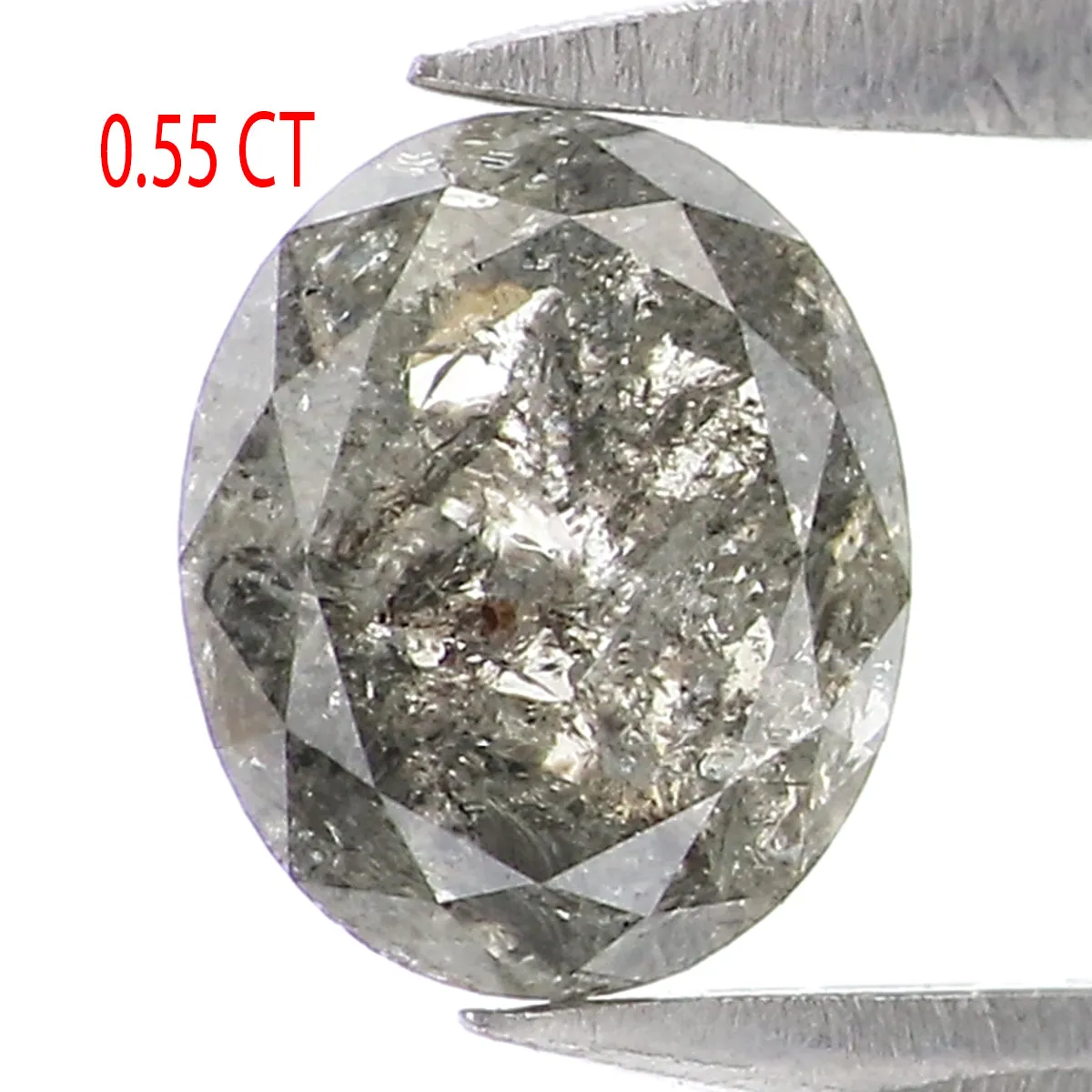 Natural Loose Oval Salt And Pepper Diamond Black Grey Color 0.55 CT 5.80 MM Oval Shape Rose Cut Diamond L810