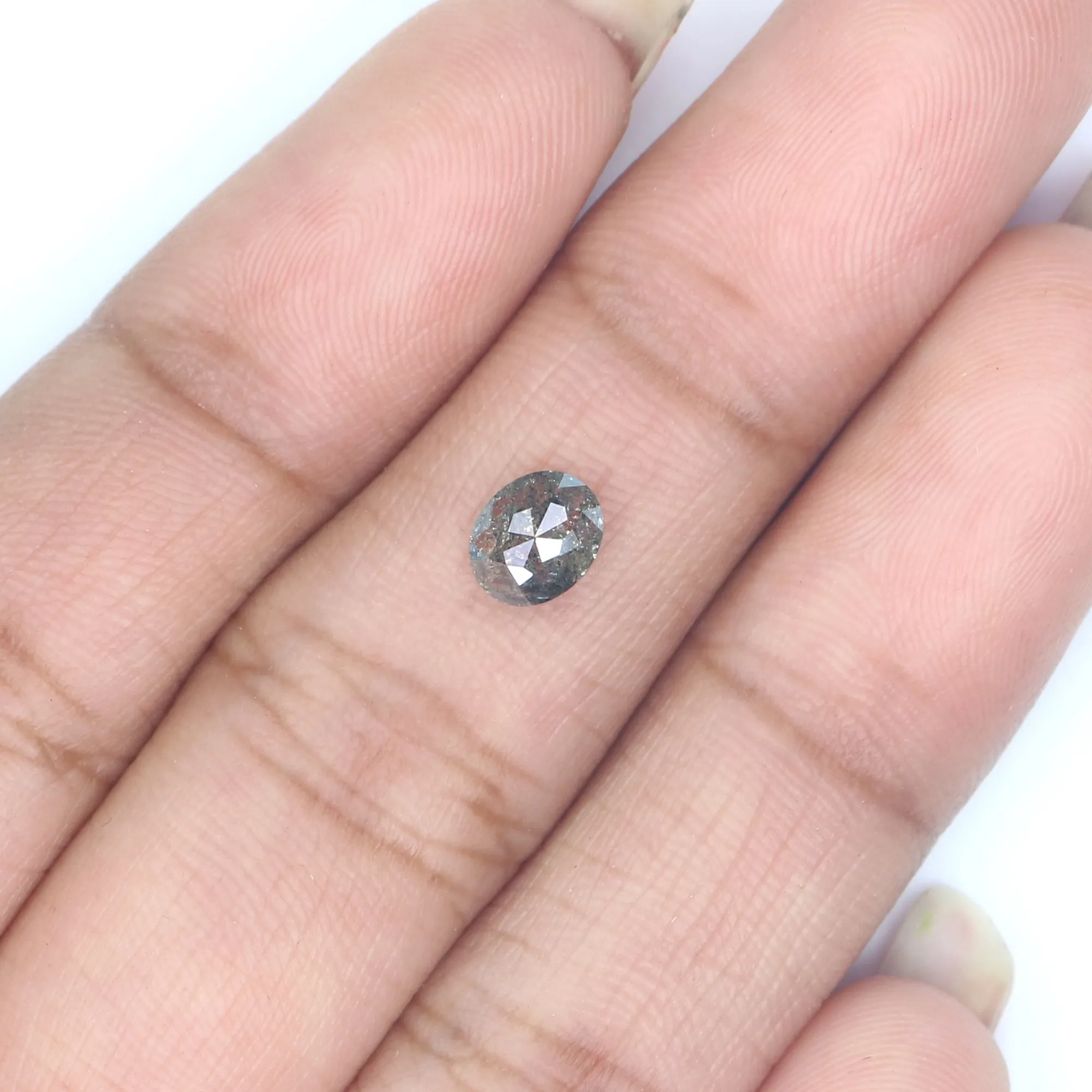 Natural Loose Oval Salt And Pepper Diamond Black Grey Color 0.55 CT 5.80 MM Oval Shape Rose Cut Diamond L810