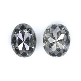 Natural Loose Oval Salt And Pepper Diamond Black Grey Color 0.64 CT 4.50 MM Oval Shape Rose Cut Diamond KDL502