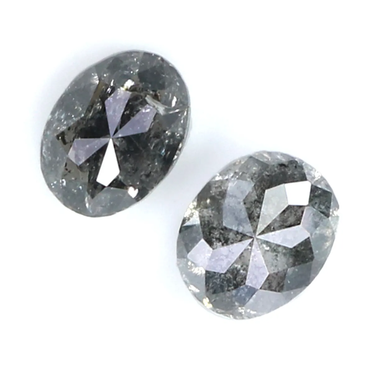 Natural Loose Oval Salt And Pepper Diamond Black Grey Color 0.64 CT 4.50 MM Oval Shape Rose Cut Diamond KDL502