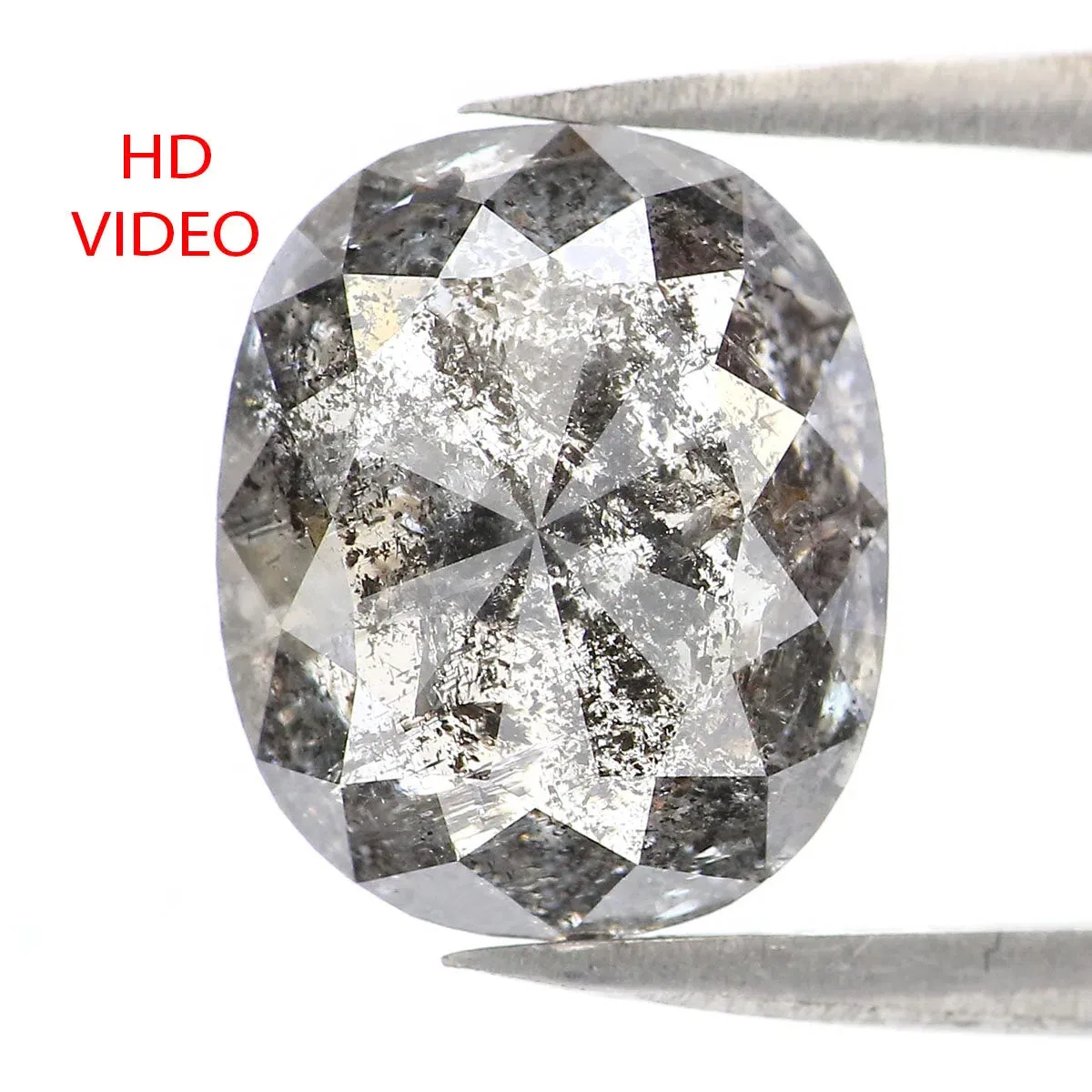 Natural Loose Oval Salt And Pepper Diamond Black Grey Color 4.79 CT 11.25 MM Oval Shape Rose Cut Diamond KDL2129