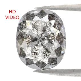 Natural Loose Oval Salt And Pepper Diamond Black Grey Color 4.79 CT 11.25 MM Oval Shape Rose Cut Diamond KDL2129