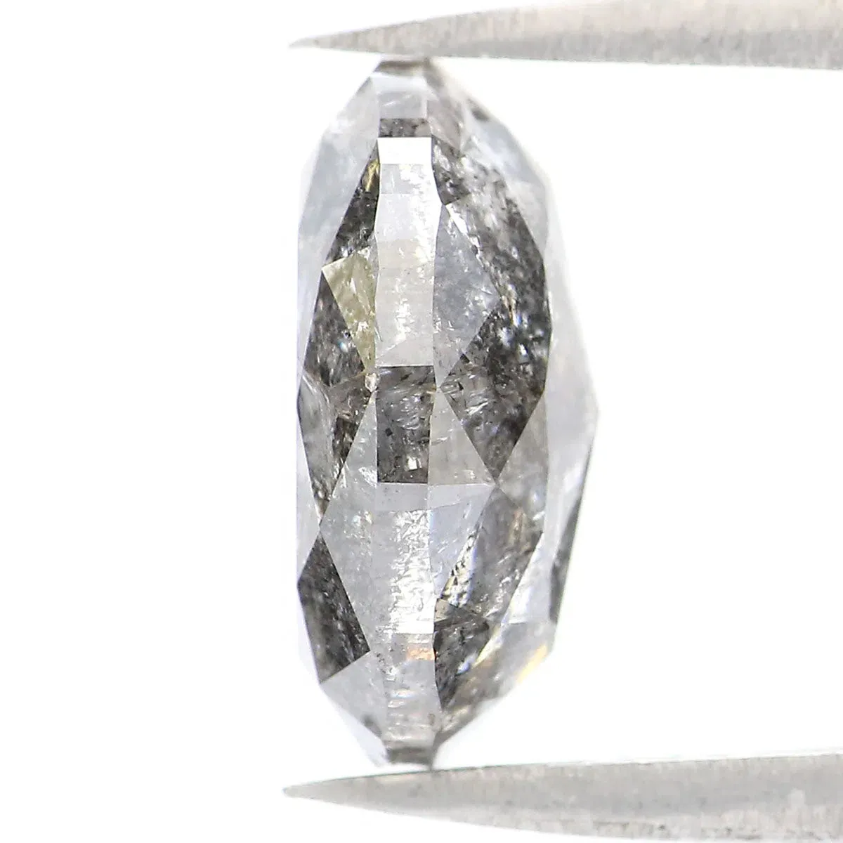 Natural Loose Oval Salt And Pepper Diamond Black Grey Color 4.79 CT 11.25 MM Oval Shape Rose Cut Diamond KDL2129