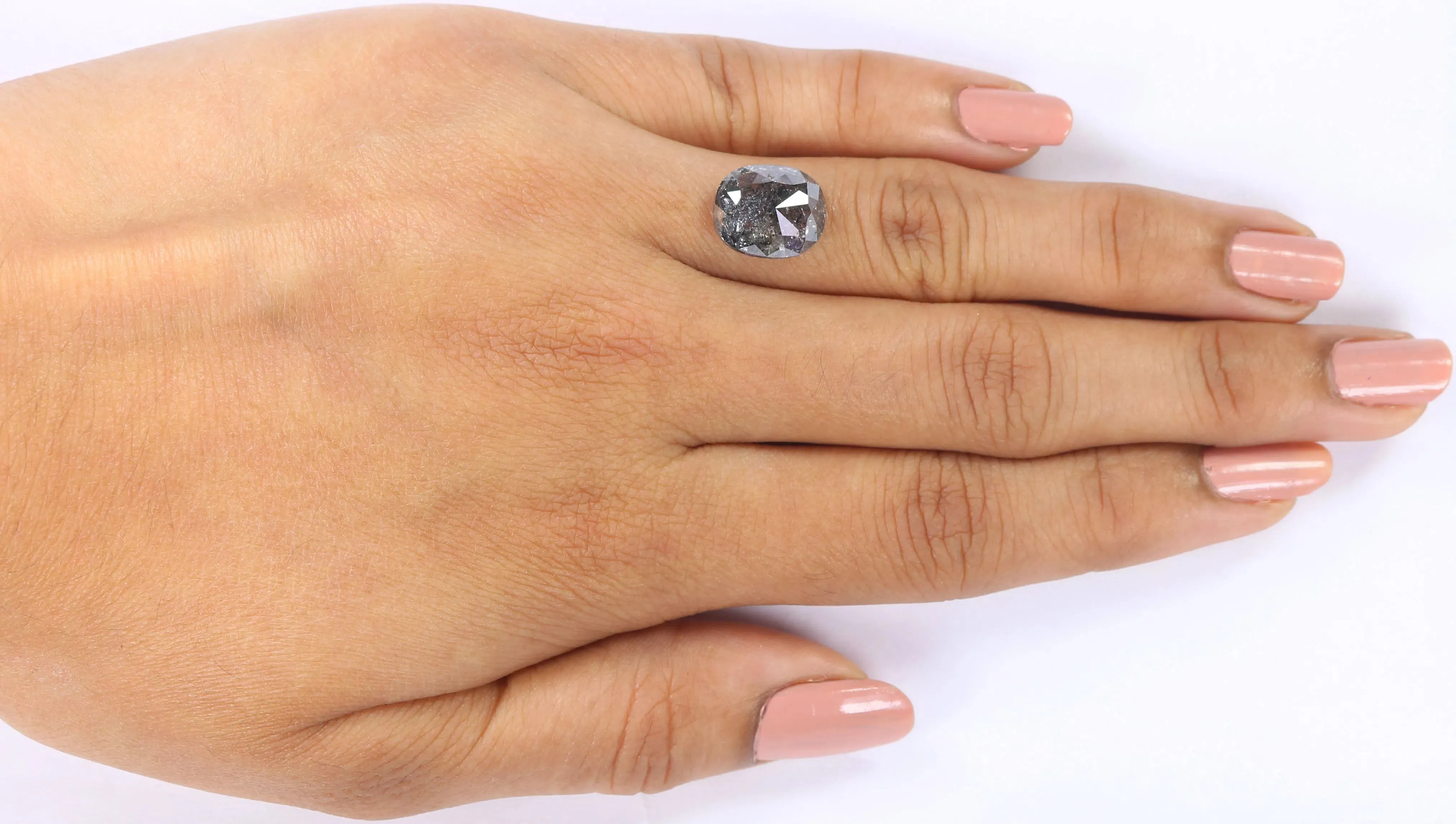 Natural Loose Oval Salt And Pepper Diamond Black Grey Color 4.79 CT 11.25 MM Oval Shape Rose Cut Diamond KDL2129