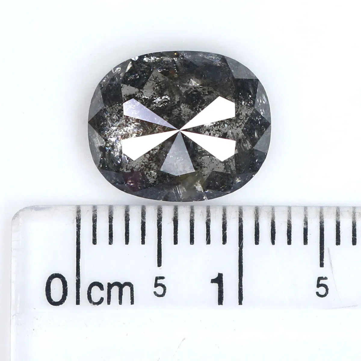 Natural Loose Oval Salt And Pepper Diamond Black Grey Color 4.79 CT 11.25 MM Oval Shape Rose Cut Diamond KDL2129