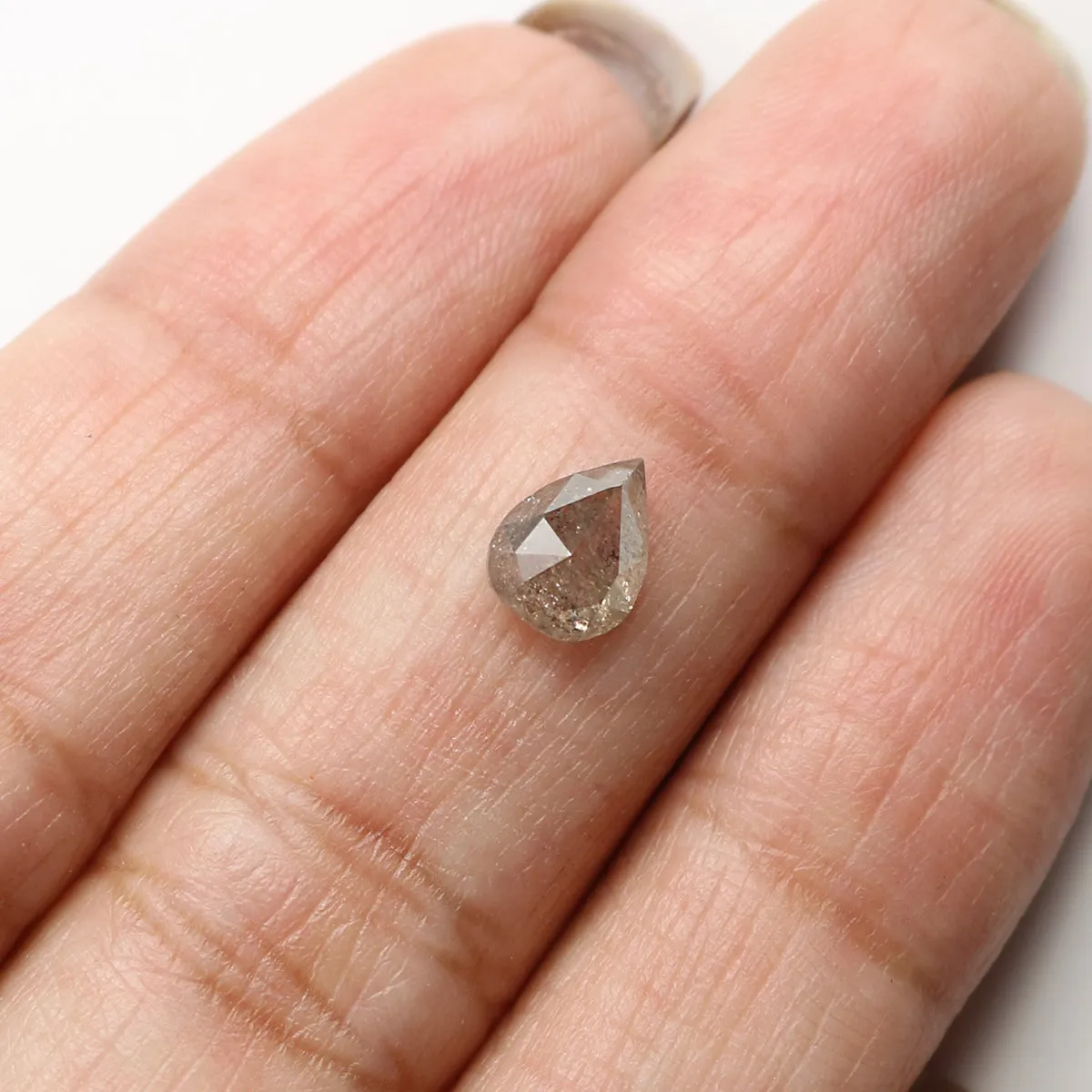 Natural Loose Pear Diamond Grey Color 0.98 CT 7.30 MM Pear Shape Rose Cut Diamond L7712