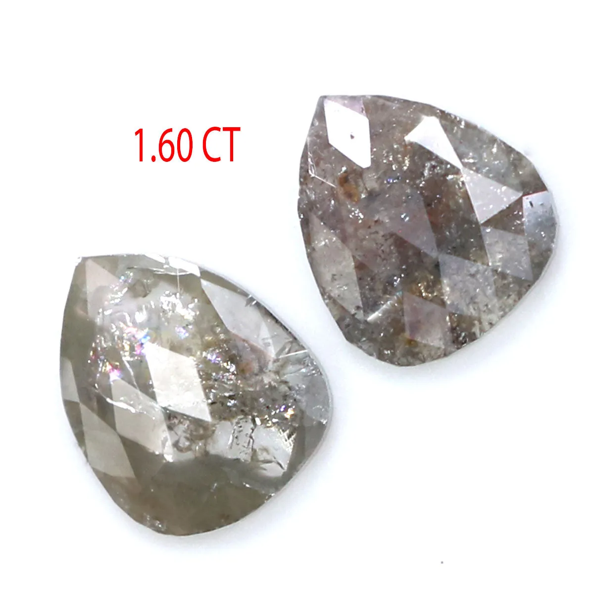 Natural Loose Pear Diamond Grey Color 1.60 CT 7.60 MM Pear Shape Rose Cut Diamond L6974