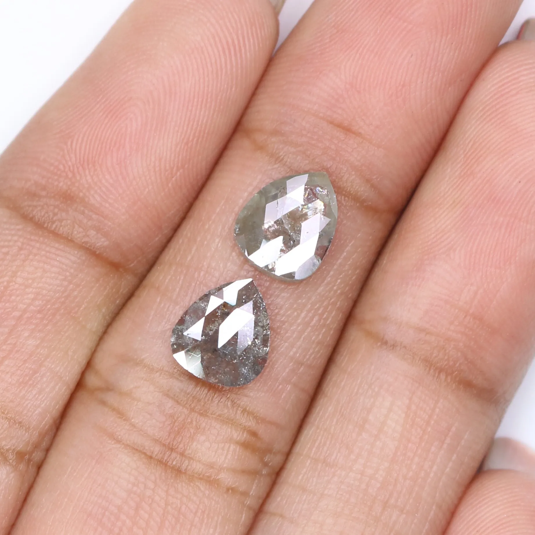 Natural Loose Pear Diamond Grey Color 1.60 CT 7.60 MM Pear Shape Rose Cut Diamond L6974