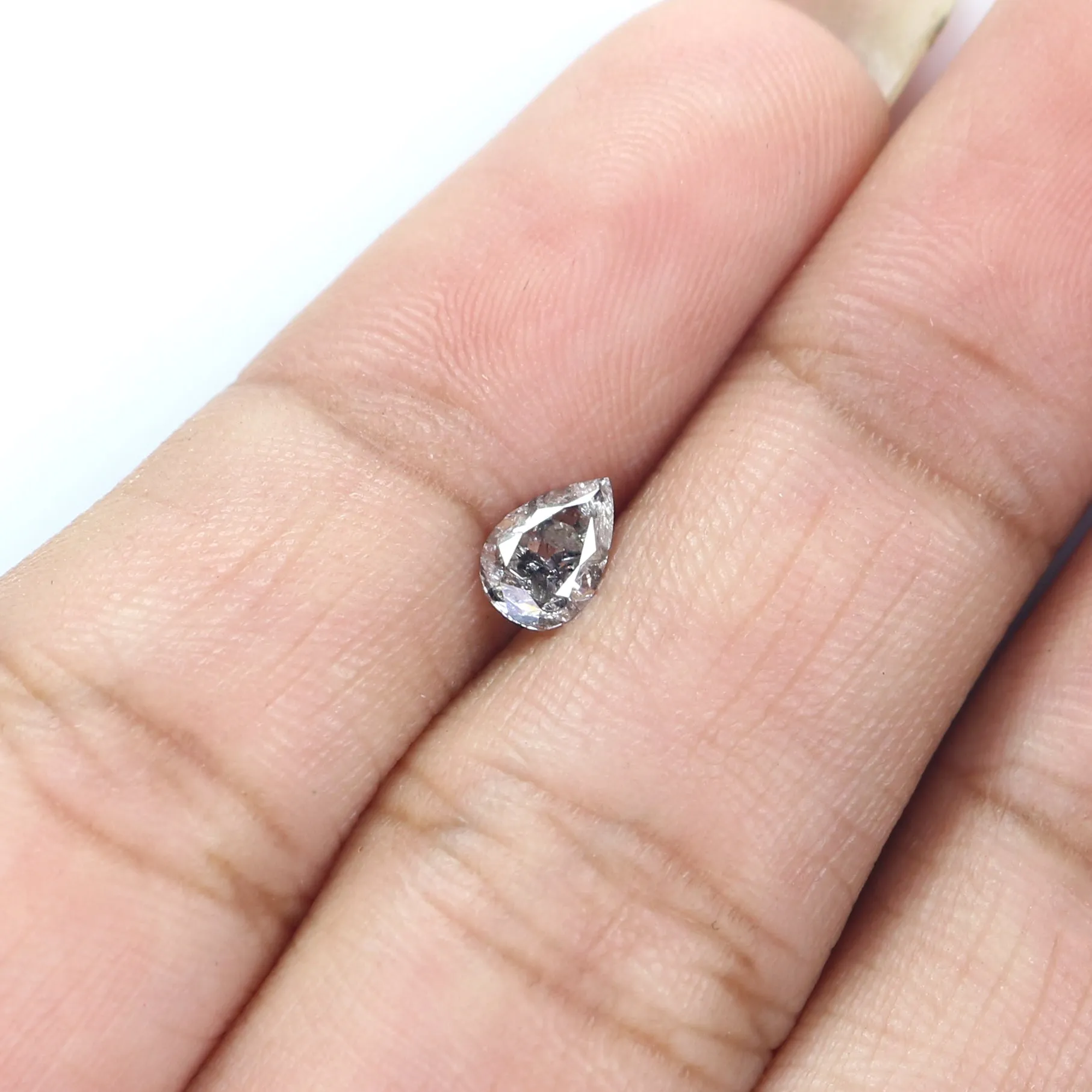 Natural Loose Pear Salt And Pepper Grey Color Diamond  0.39 CT 5.90 MM Pear Shape Rose Cut Diamond KR861