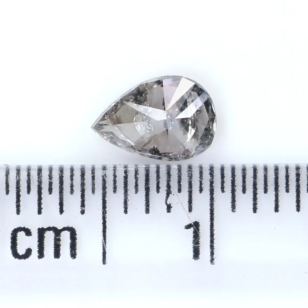 Natural Loose Pear Salt And Pepper Grey Color Diamond  0.39 CT 5.90 MM Pear Shape Rose Cut Diamond KR861