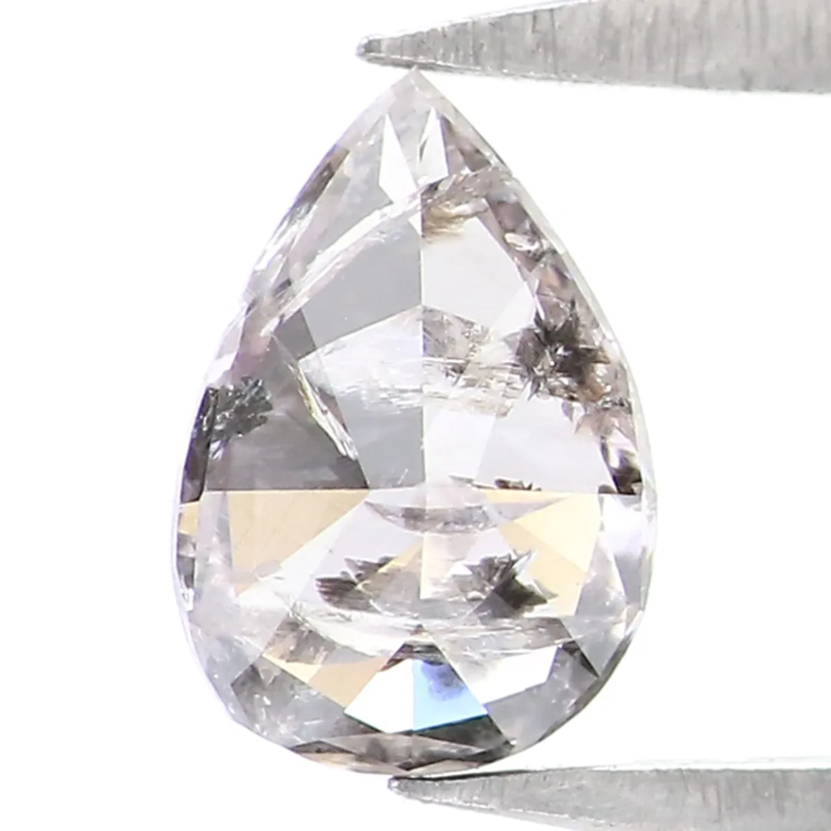 Natural Loose Pear Salt And Pepper Grey Color Diamond  0.39 CT 5.90 MM Pear Shape Rose Cut Diamond KR861