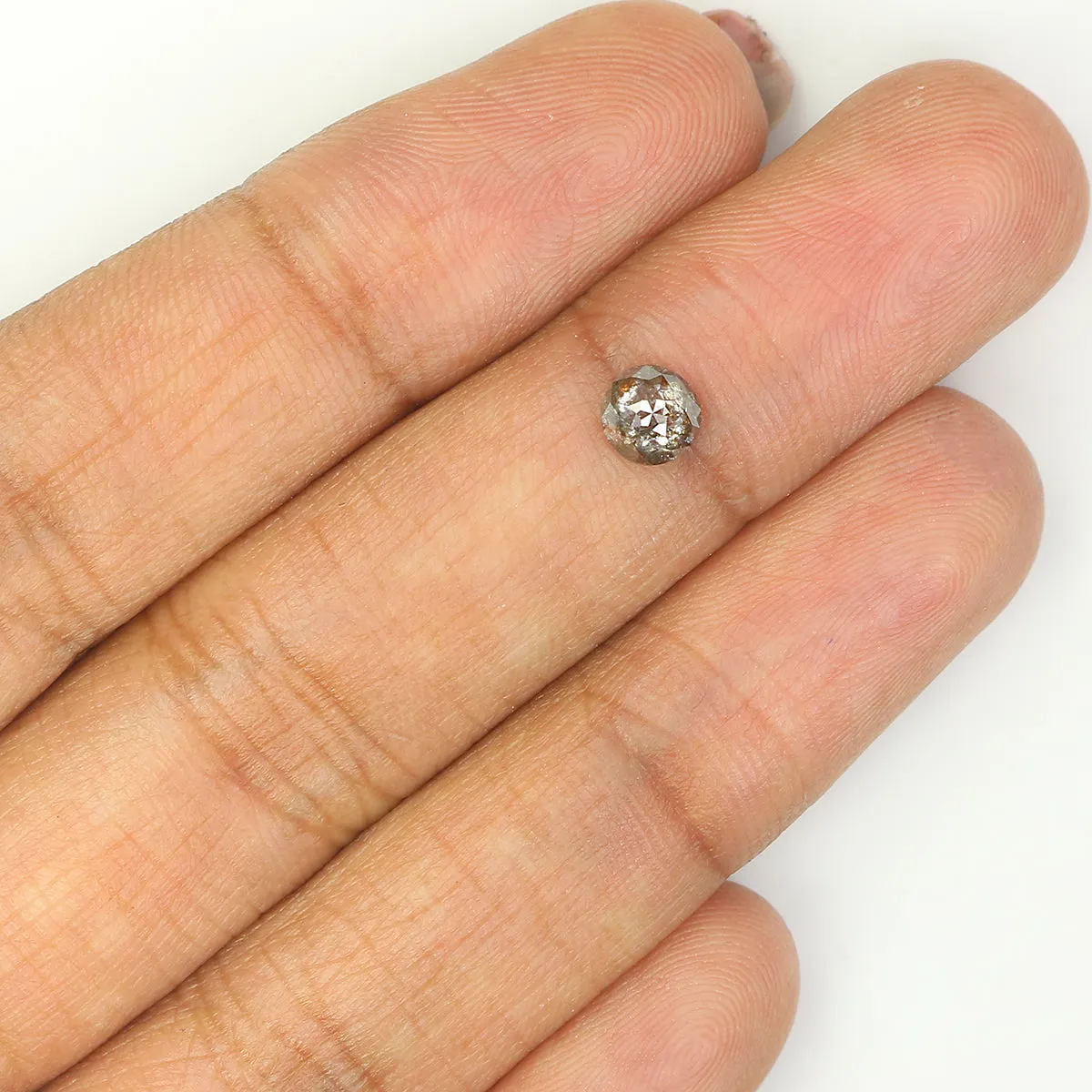 Natural Loose Rose Cut Salt And Pepper Diamond Black Grey Color 0.46 CT 4.75 MM Rose Cut Shape Diamond L1029