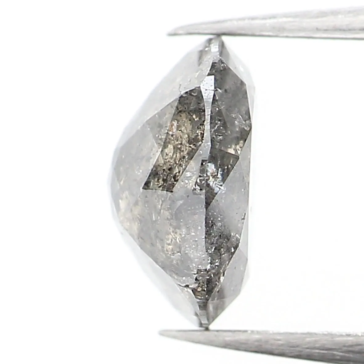 Natural Loose Rose Cut Salt And Pepper Diamond Black Grey Color 0.95 CT 6.30 MM Rose Cut Shape Diamond L966