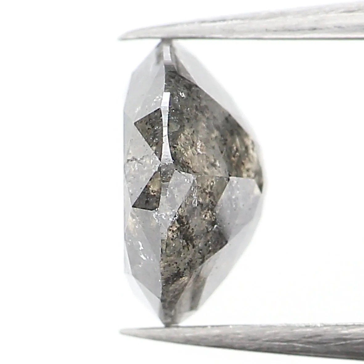 Natural Loose Rose Cut Salt And Pepper Diamond Black Grey Color 0.95 CT 6.30 MM Rose Cut Shape Diamond L966