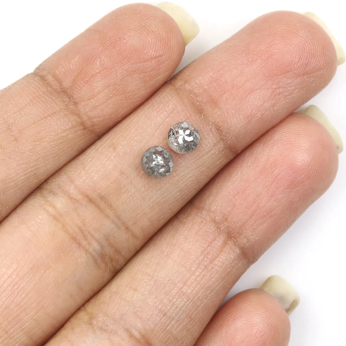 Natural Loose Rose Cut Salt And Pepper Diamond Black Grey Color 0.98 CT 4.55 MM Rose Cut Shape Diamond KDK2442