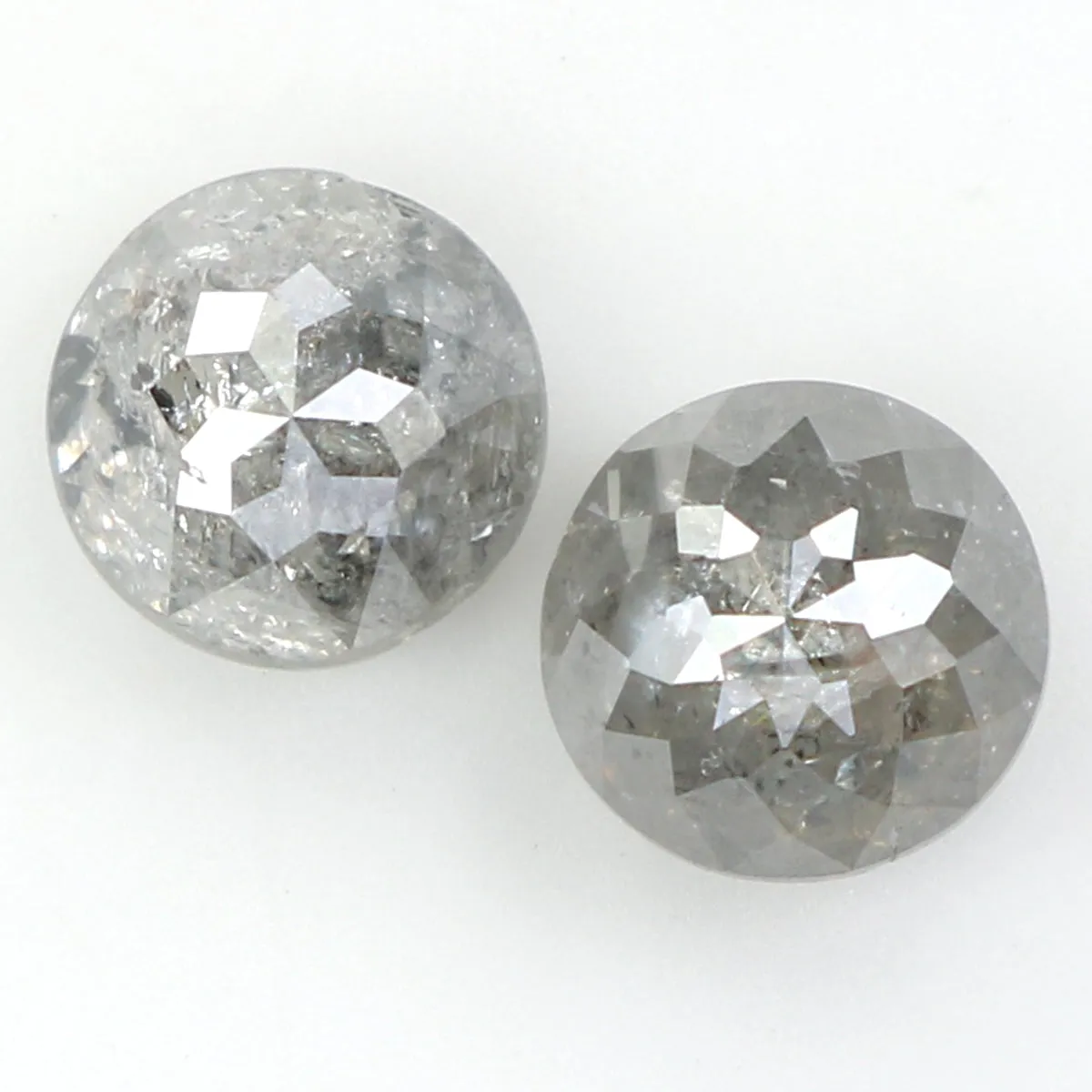 Natural Loose Rose Cut Salt And Pepper Diamond Black Grey Color 0.98 CT 4.55 MM Rose Cut Shape Diamond KDK2442