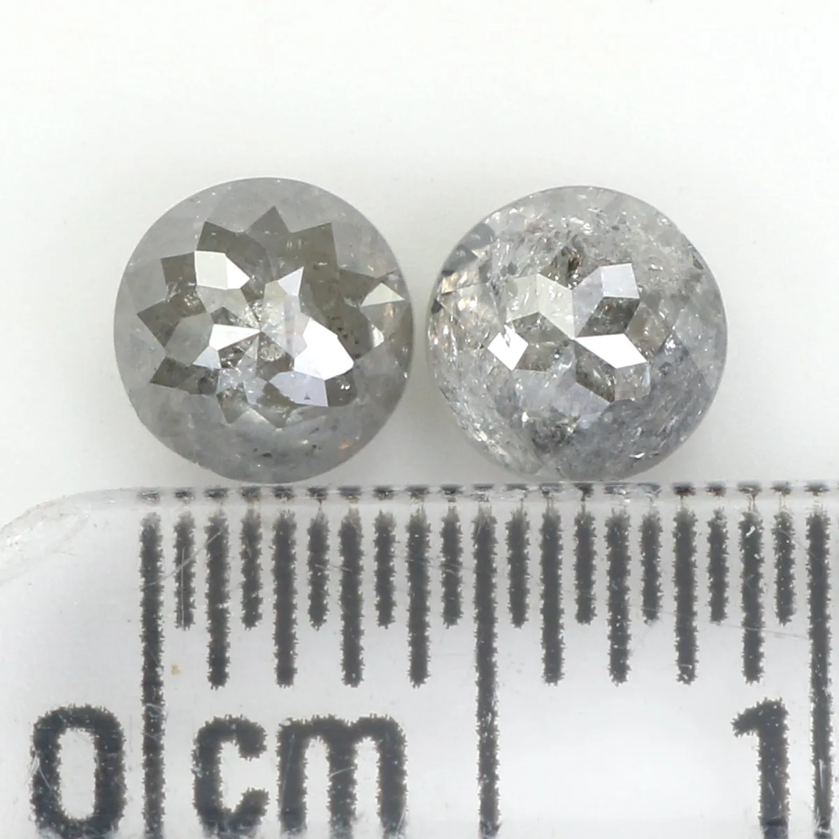 Natural Loose Rose Cut Salt And Pepper Diamond Black Grey Color 0.98 CT 4.55 MM Rose Cut Shape Diamond KDK2442