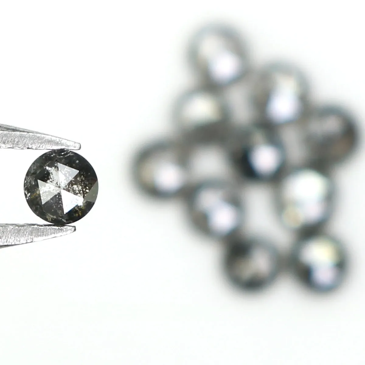 Natural Loose Rose Cut Salt And Pepper Diamond Black Grey Color 1.05 CT 2.70 MM Rose Cut Shape Diamond KDL1552