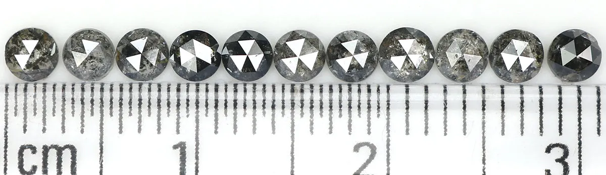 Natural Loose Rose Cut Salt And Pepper Diamond Black Grey Color 1.05 CT 2.70 MM Rose Cut Shape Diamond KDL1552