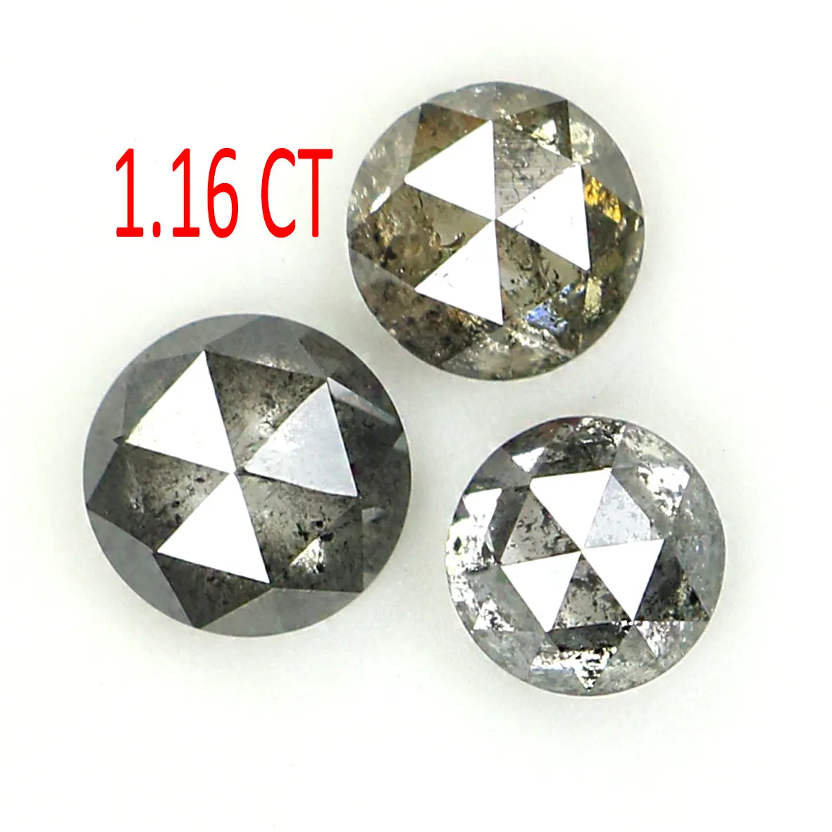 Natural Loose Rose Cut Salt And Pepper Diamond Black Grey Color 1.16 CT 4.00 MM Round Rose Cut Shape Diamond L1149