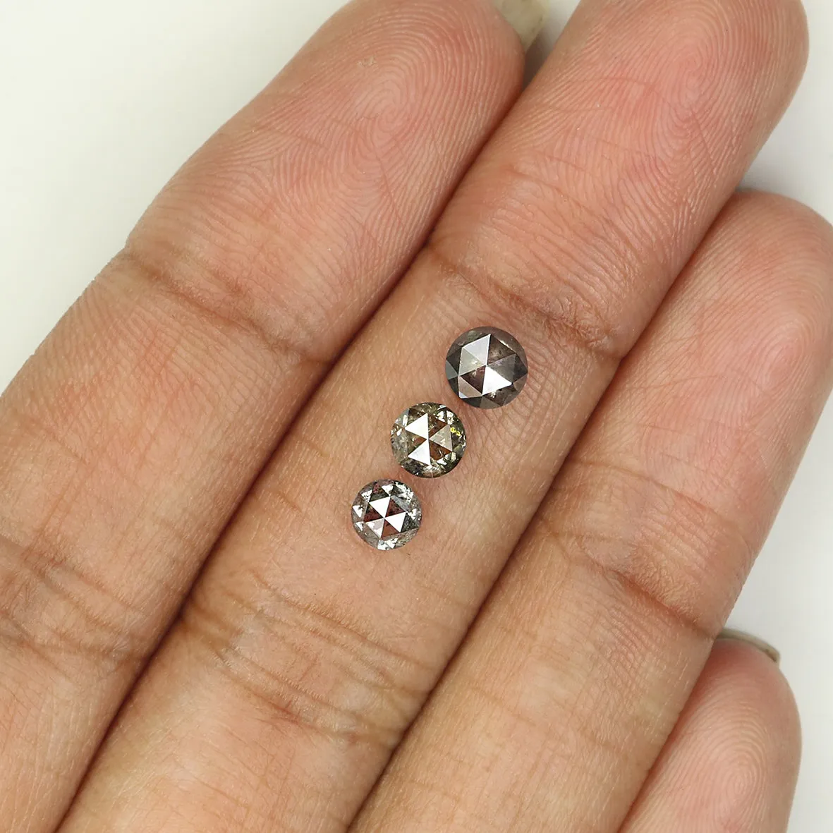 Natural Loose Rose Cut Salt And Pepper Diamond Black Grey Color 1.16 CT 4.00 MM Round Rose Cut Shape Diamond L1149