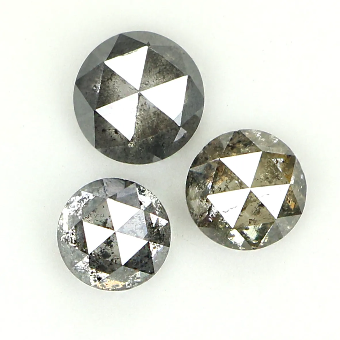 Natural Loose Rose Cut Salt And Pepper Diamond Black Grey Color 1.16 CT 4.00 MM Round Rose Cut Shape Diamond L1149