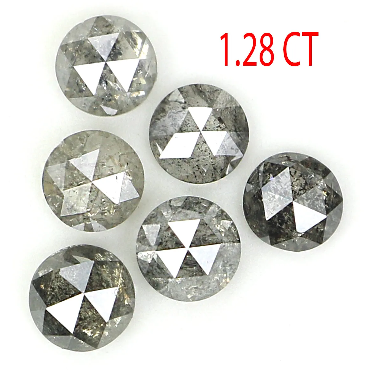 Natural Loose Rose Cut Salt And Pepper Diamond Black Grey Color 1.28 CT 3.50 MM Rose Cut Shape Diamond KR2395