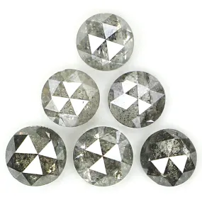 Natural Loose Rose Cut Salt And Pepper Diamond Black Grey Color 1.28 CT 3.50 MM Rose Cut Shape Diamond KR2395