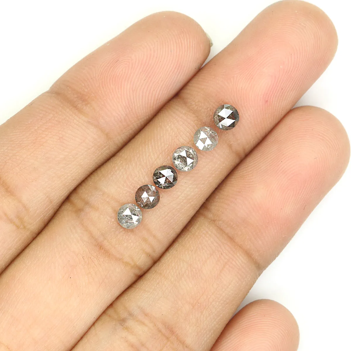 Natural Loose Rose Cut Salt And Pepper Diamond Black Grey Color 1.28 CT 3.50 MM Rose Cut Shape Diamond KR2395