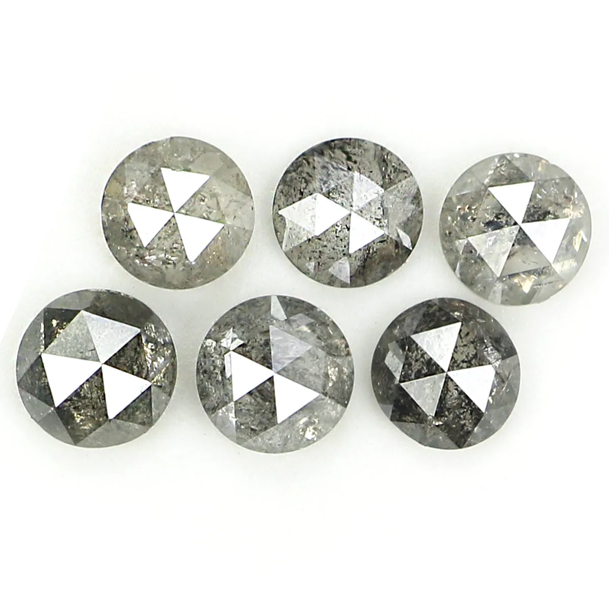 Natural Loose Rose Cut Salt And Pepper Diamond Black Grey Color 1.28 CT 3.50 MM Rose Cut Shape Diamond KR2395