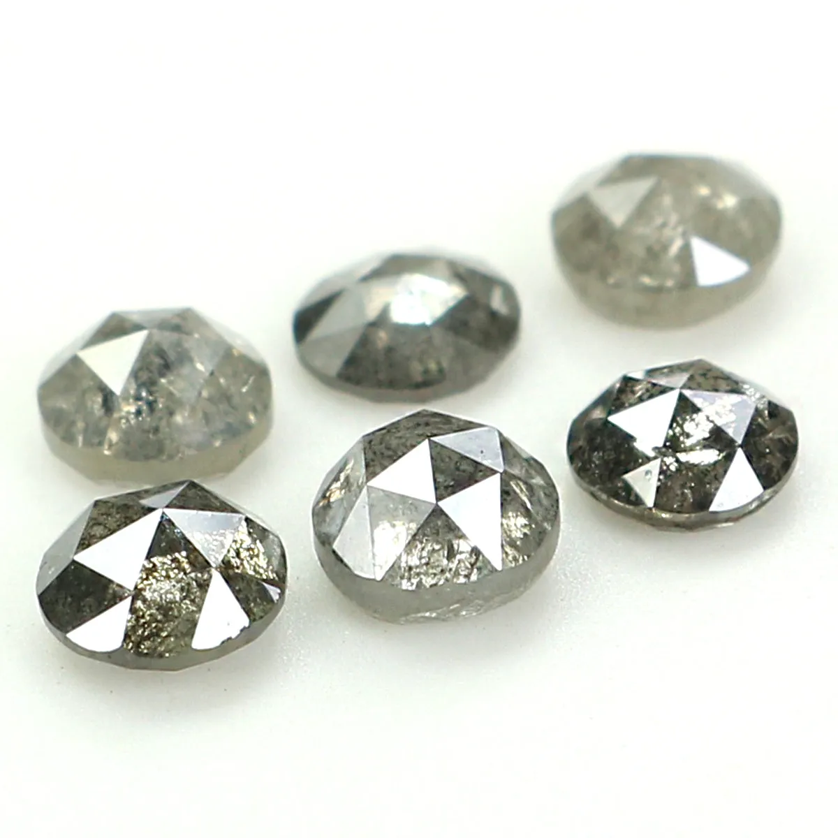 Natural Loose Rose Cut Salt And Pepper Diamond Black Grey Color 1.28 CT 3.50 MM Rose Cut Shape Diamond KR2395