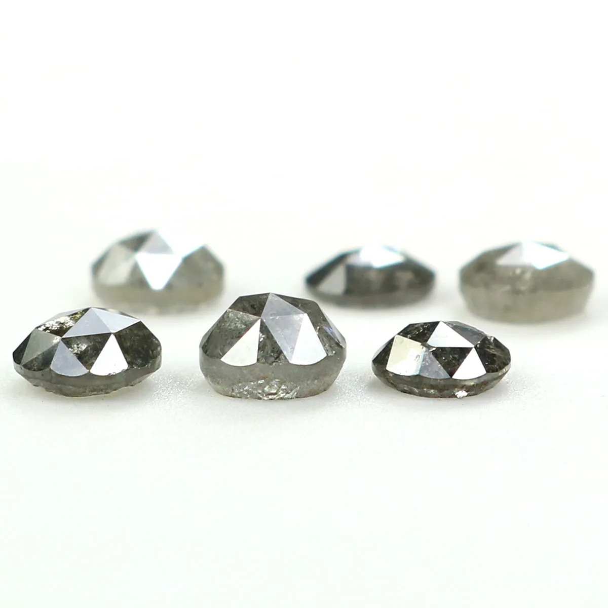 Natural Loose Rose Cut Salt And Pepper Diamond Black Grey Color 1.28 CT 3.50 MM Rose Cut Shape Diamond KR2395