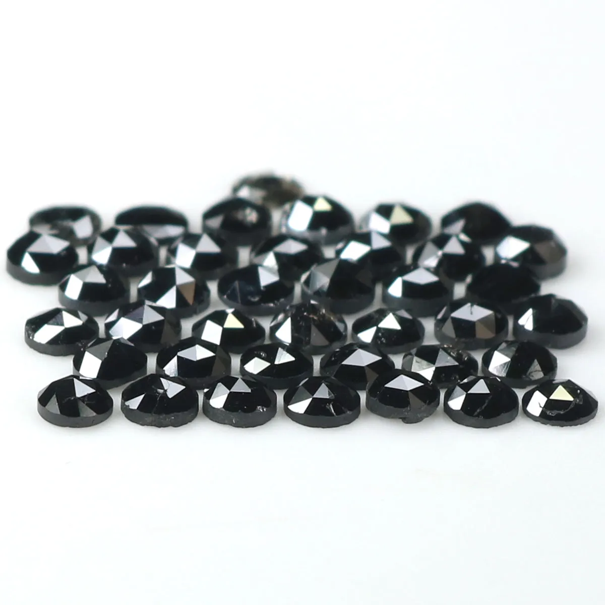 Natural Loose Round Rose Cut Diamond Black Color 4.36 CT 2.90 MM Rose Cut Shape Diamond L1766