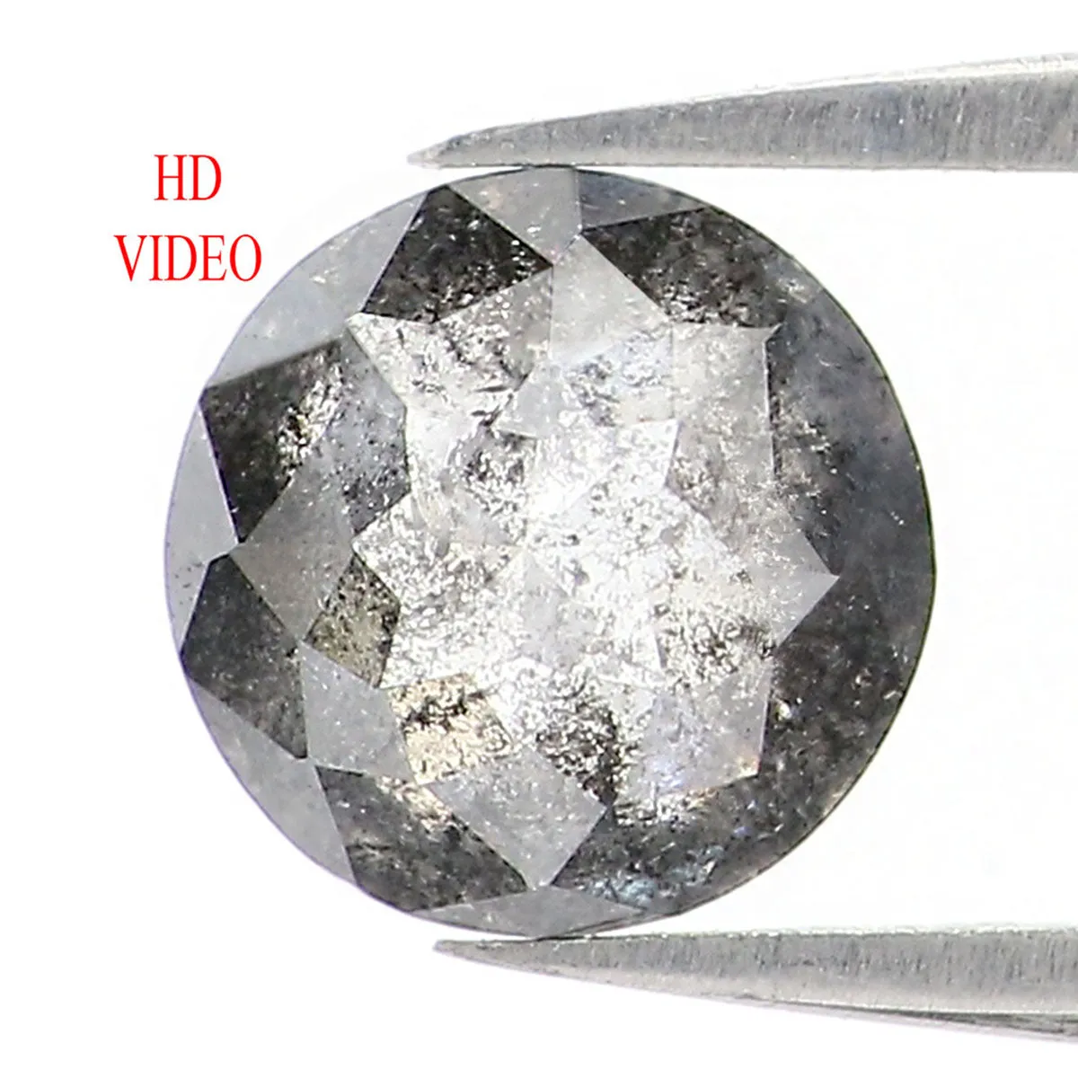 Natural Loose Round Rose Cut Salt And Pepper Diamond Black Grey Color 0.73 CT 5.80 MM Rose Cut Shape Diamond L1214