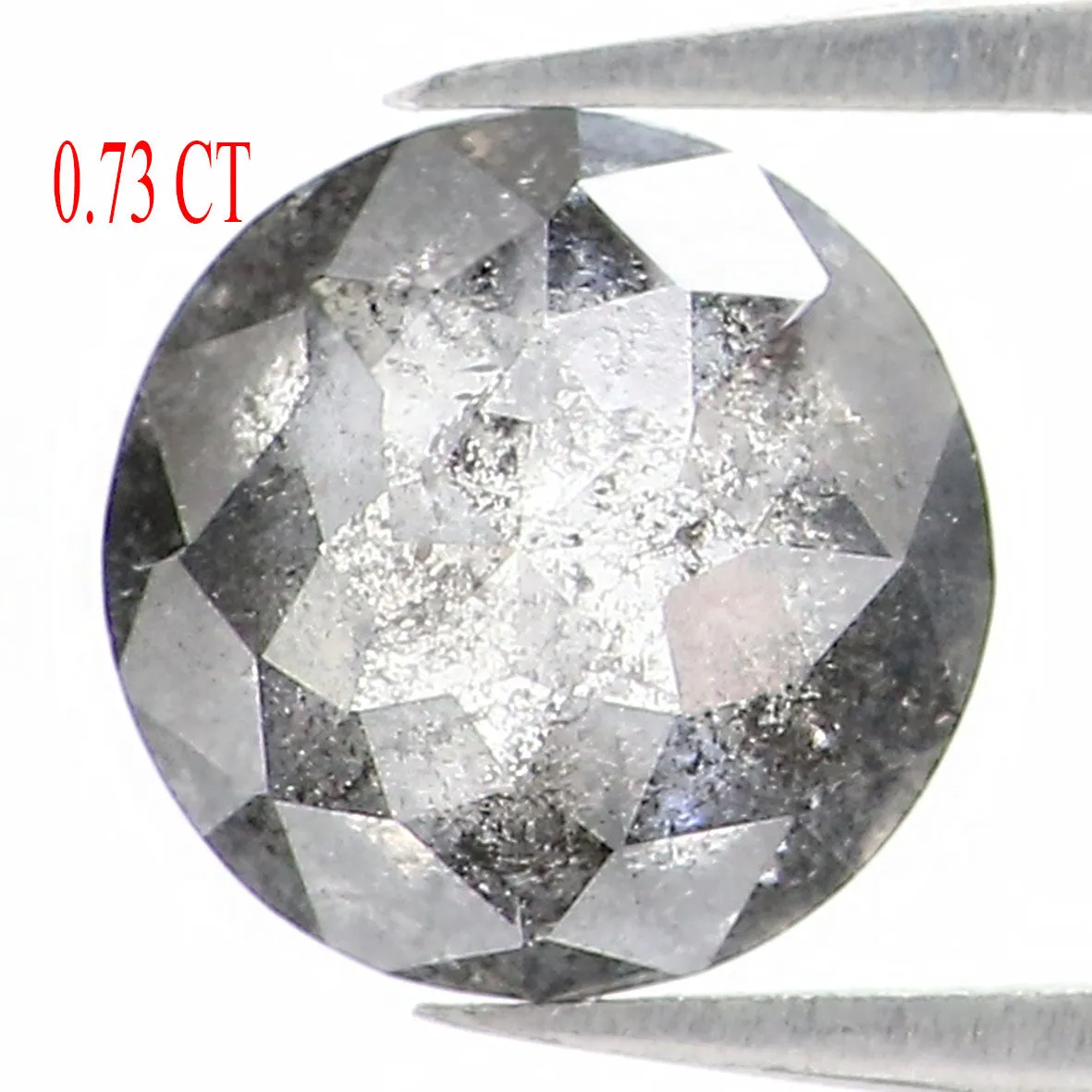 Natural Loose Round Rose Cut Salt And Pepper Diamond Black Grey Color 0.73 CT 5.80 MM Rose Cut Shape Diamond L1214