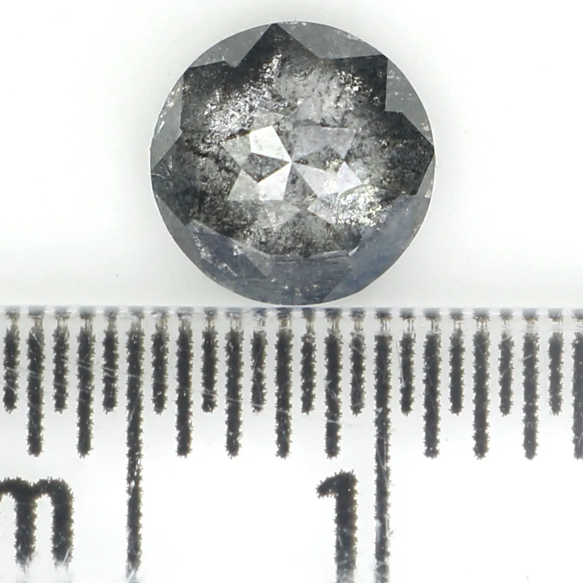 Natural Loose Round Rose Cut Salt And Pepper Diamond Black Grey Color 0.73 CT 5.80 MM Rose Cut Shape Diamond L1214