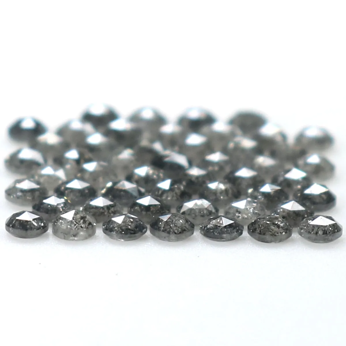 Natural Loose Round Rose Cut Salt And Pepper Diamond Black Grey Color 1.09 CT 1.60 MM Rose Cut Shape Diamond L1820