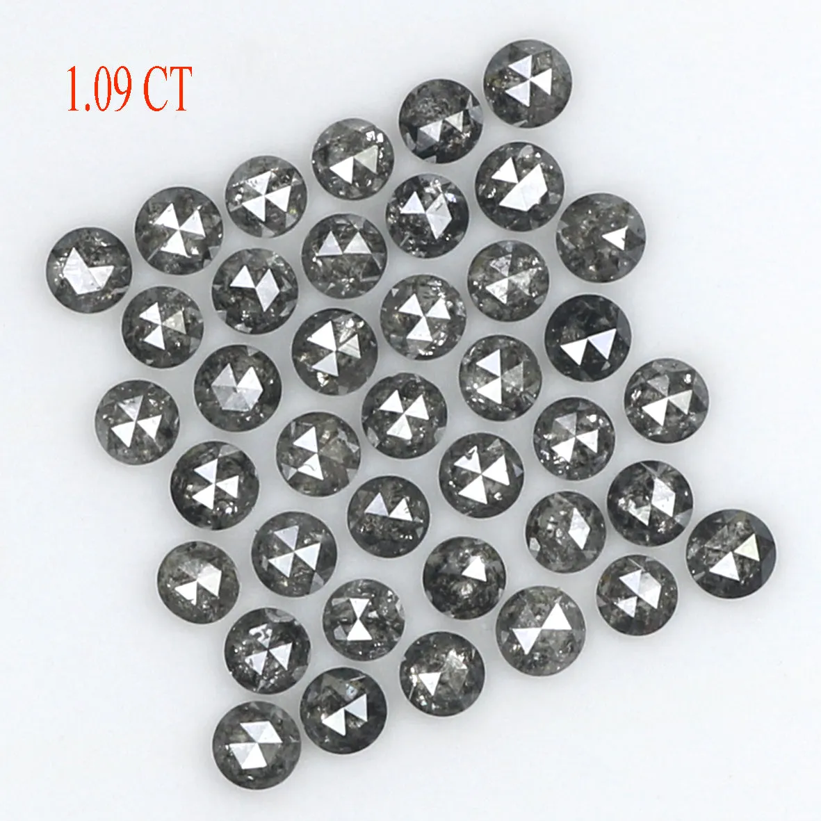 Natural Loose Round Rose Cut Salt And Pepper Diamond Black Grey Color 1.09 CT 1.70 MM Rose Cut Shape Diamond L1818